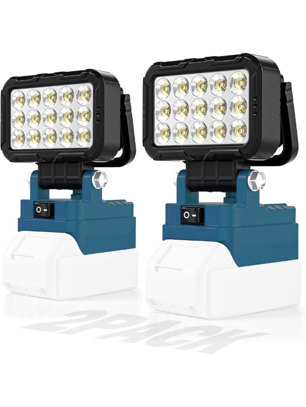2 Pack 40W LED Work Lights - 6000LM Cordless Flood Light with USB Ports